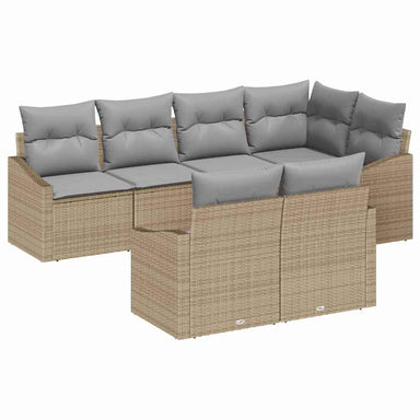 Tuinbankenset 7 st Beige en Licht Grijs poly rattan