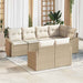 Tuinbankenset 7 st Beige en Wit poly rattan