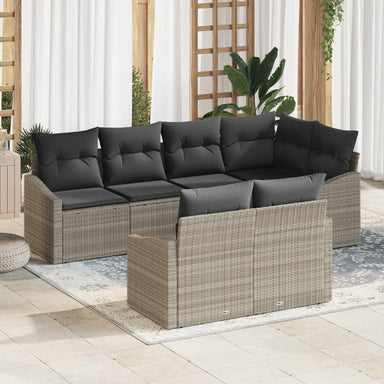 Tuinbankenset 7 st Lichtgrijs poly rattan