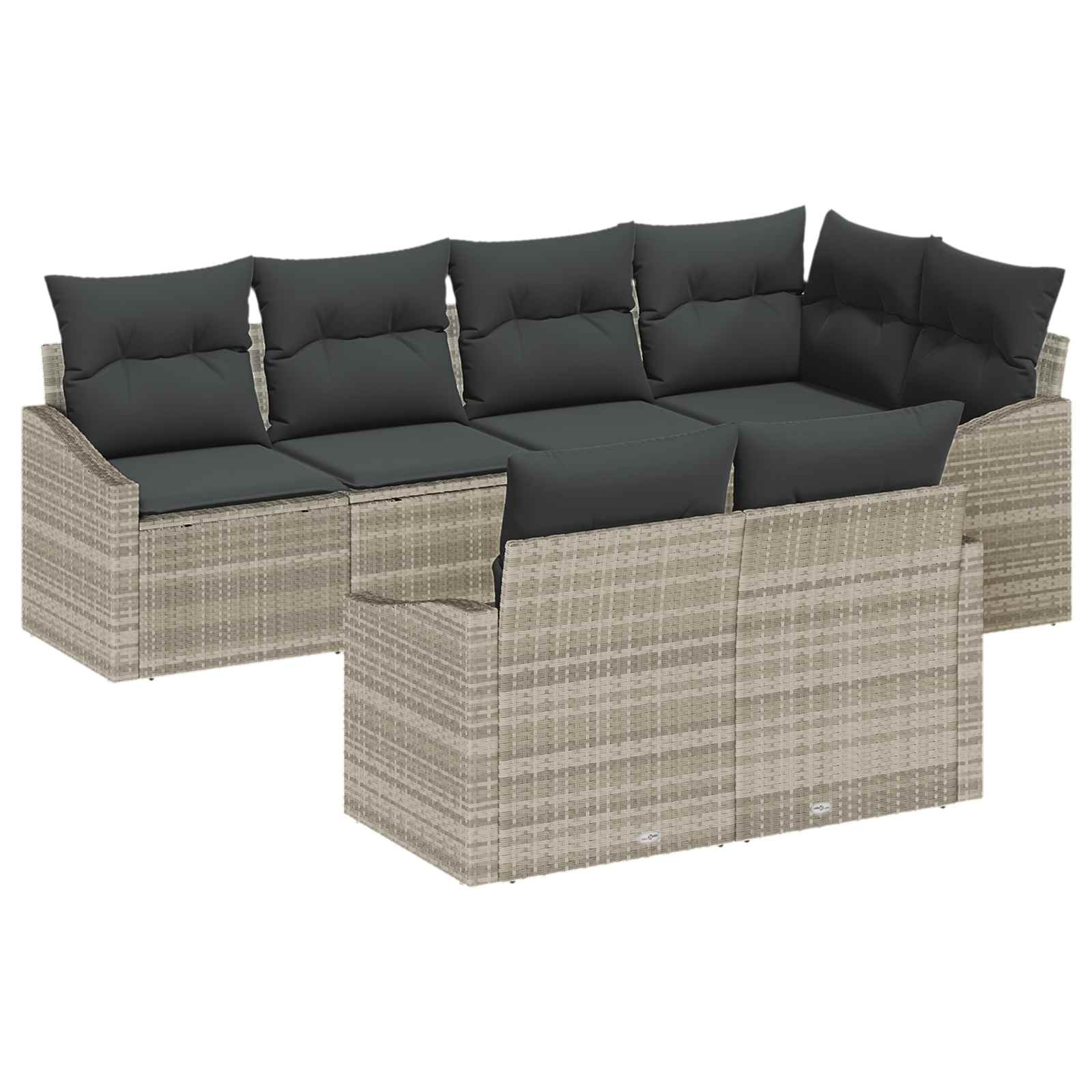 Tuinbankenset 7 st Lichtgrijs poly rattan
