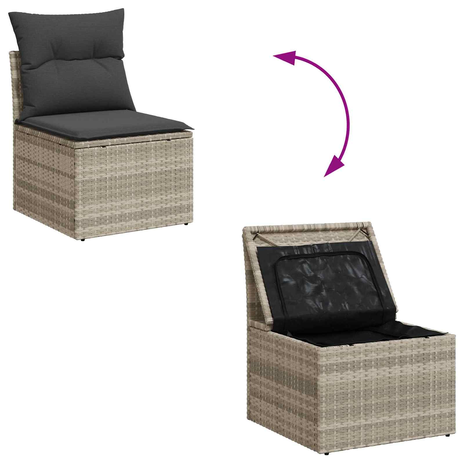 Tuinbankenset 7 st Lichtgrijs poly rattan