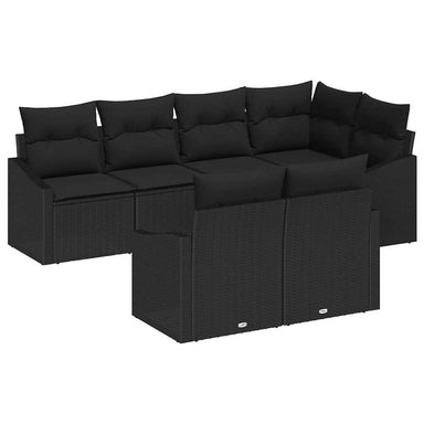 Tuinbankenset 7 st Zwart poly rattan