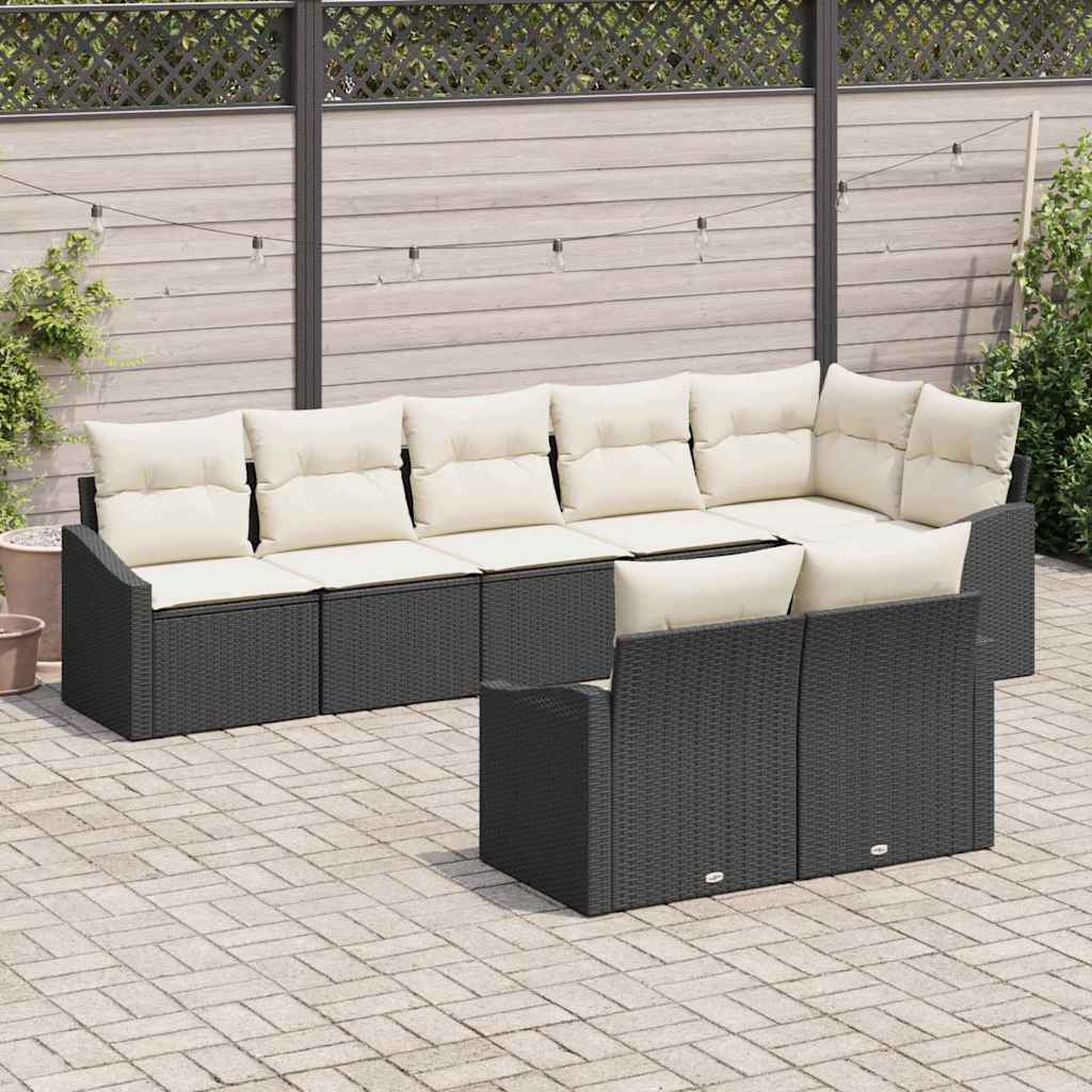 Tuinbankenset 8 st Zwart en Wit poly rattan