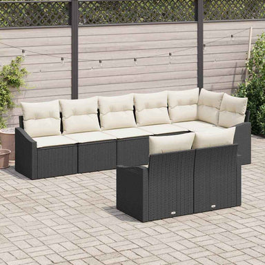Tuinbankenset 8 st Zwart en Wit poly rattan