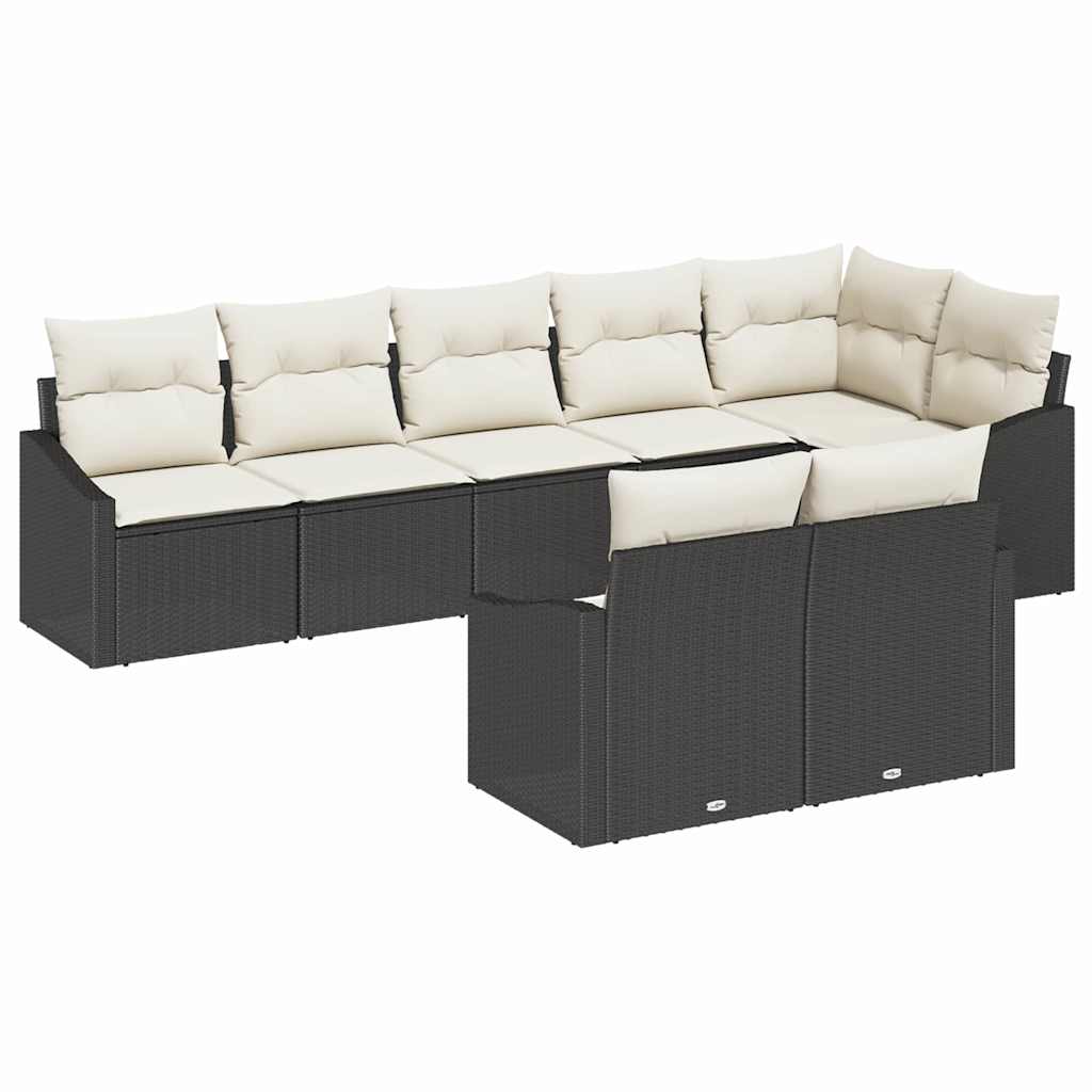 Tuinbankenset 8 st Zwart en Wit poly rattan