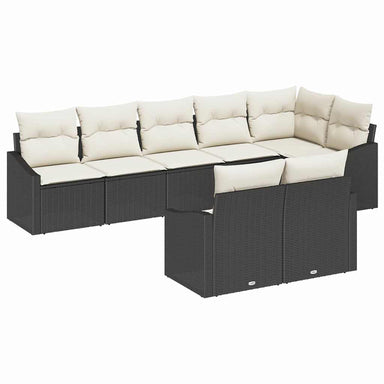 Tuinbankenset 8 st Zwart en Wit poly rattan