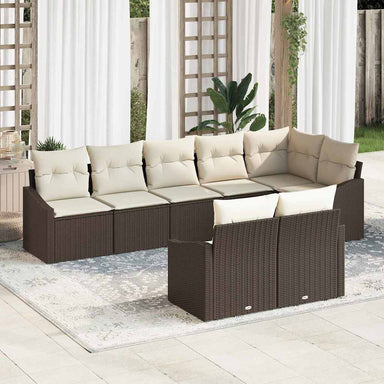 Tuinbankenset 8 st Bruin en wit poly rattan