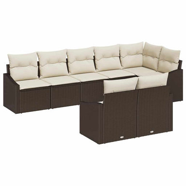Tuinbankenset 8 st Bruin en wit poly rattan