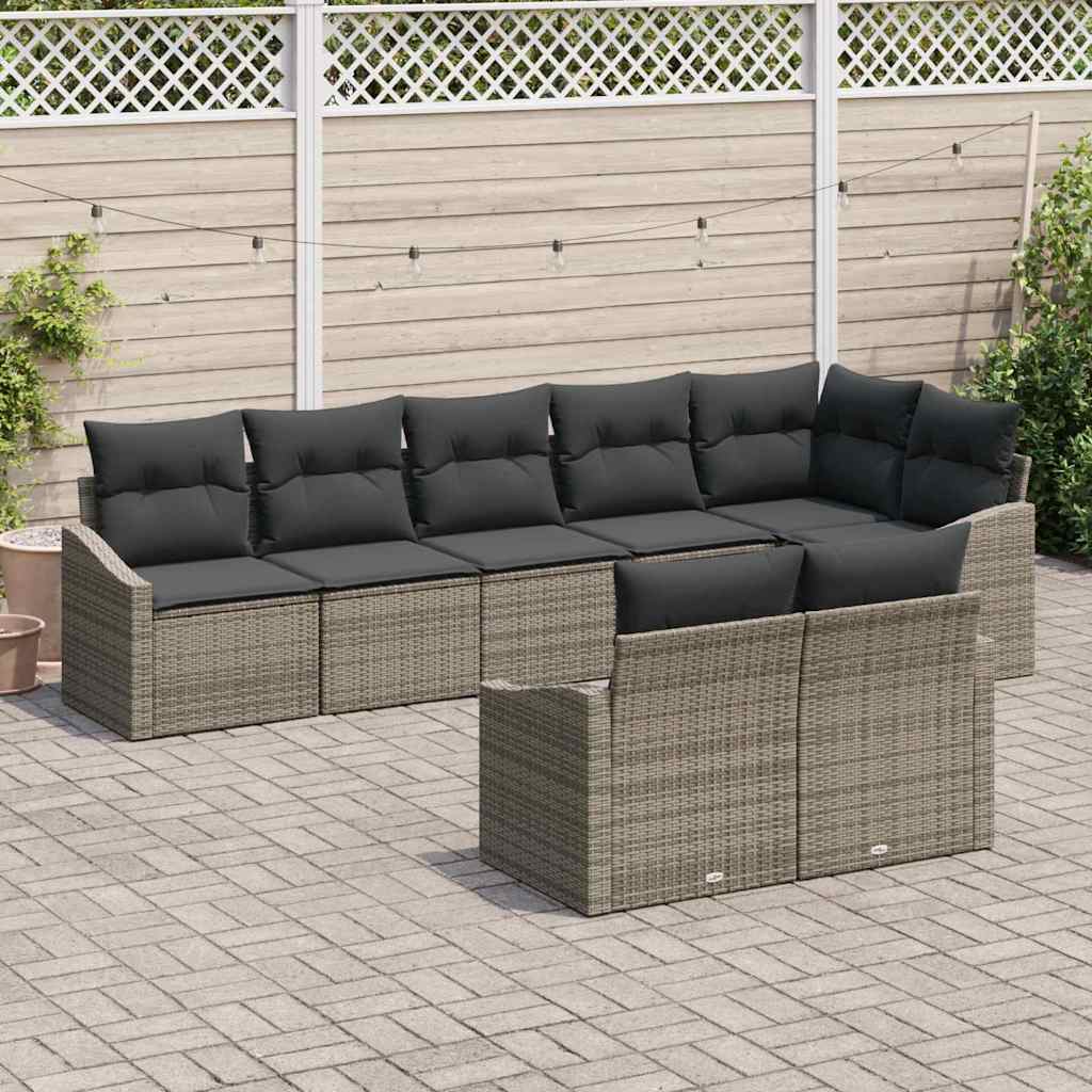 Tuinbankenset 8 st Grijs poly rattan