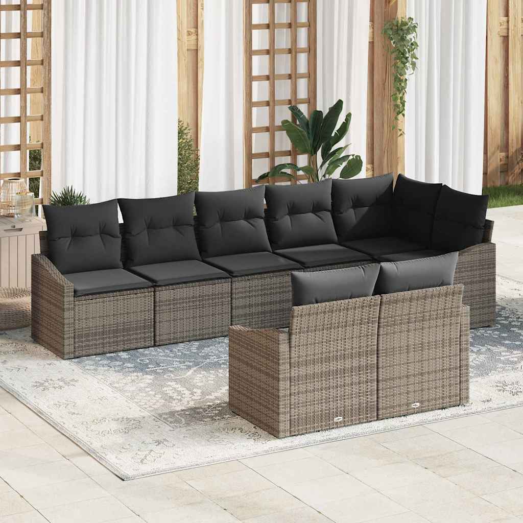 Tuinbankenset 8 st Grijs poly rattan