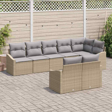 Tuinbankenset 8 st Beige en Licht Grijs poly rattan