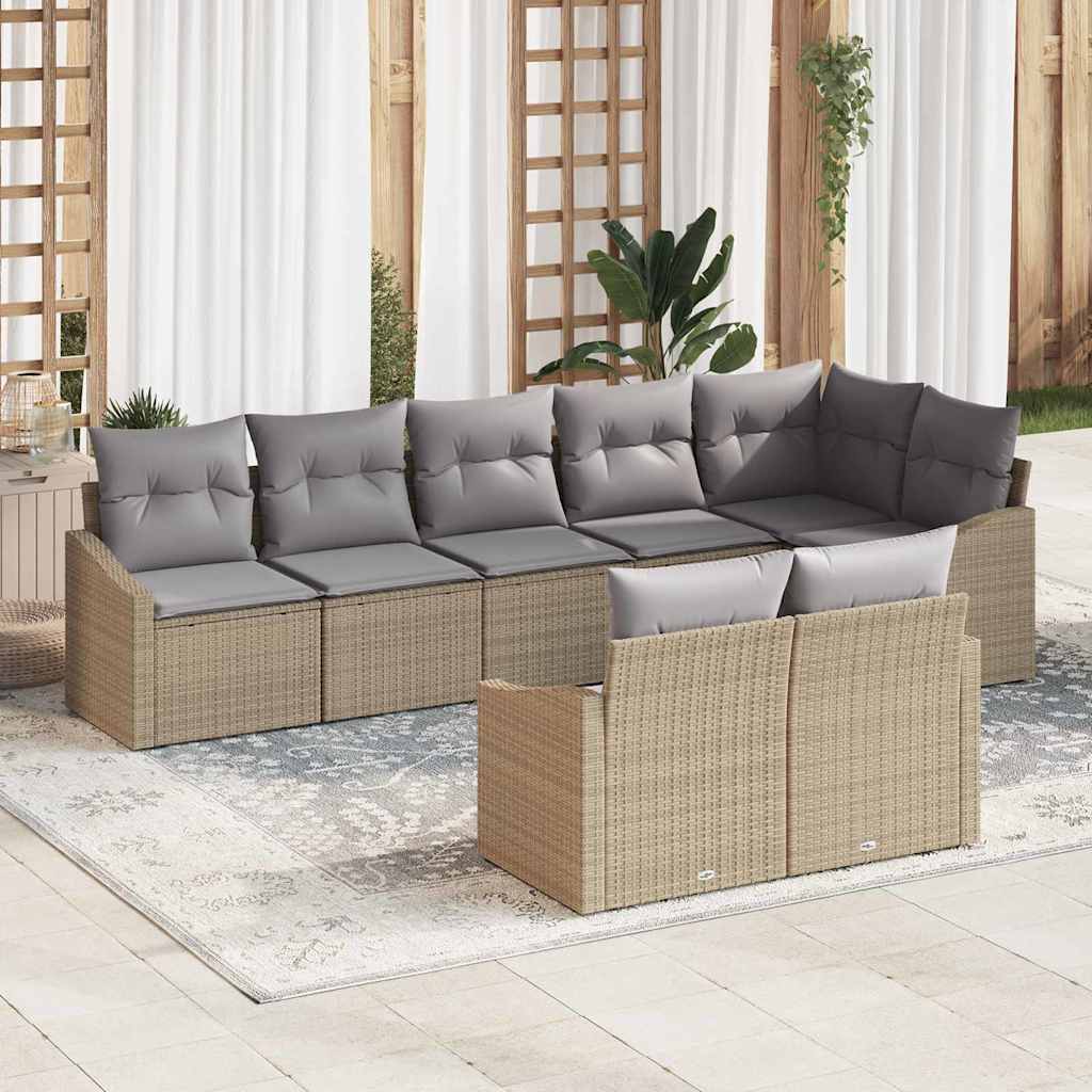 Tuinbankenset 8 st Beige en Licht Grijs poly rattan