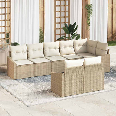 Tuinbankenset 8 st Beige en Wit poly rattan