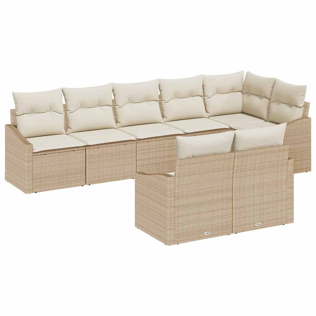 Tuinbankenset 8 st Beige en Wit poly rattan