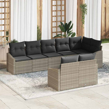 Tuinbankenset 8 st Lichtgrijs poly rattan