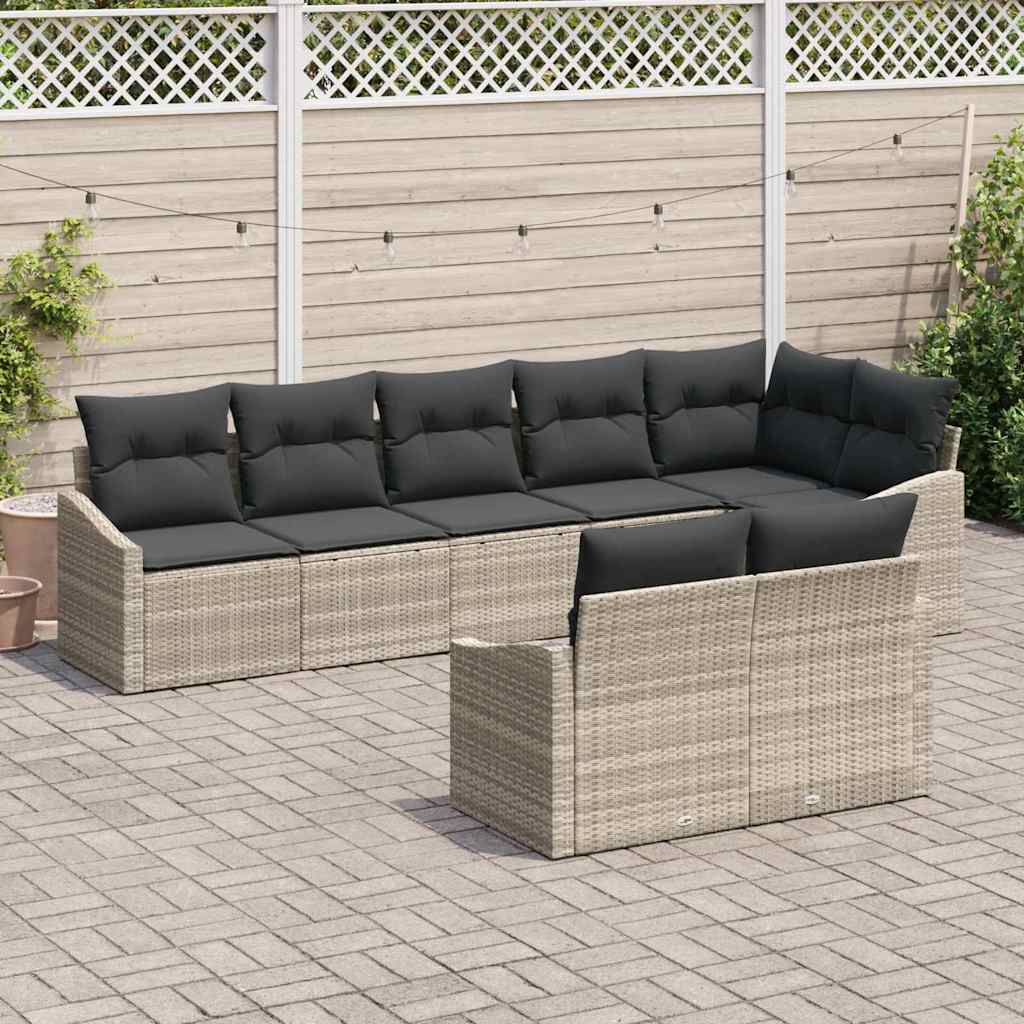 Tuinbankenset 8 st Lichtgrijs poly rattan
