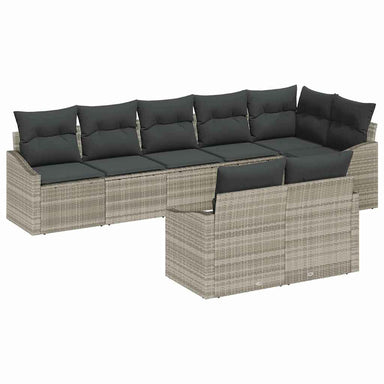 Tuinbankenset 8 st Lichtgrijs poly rattan