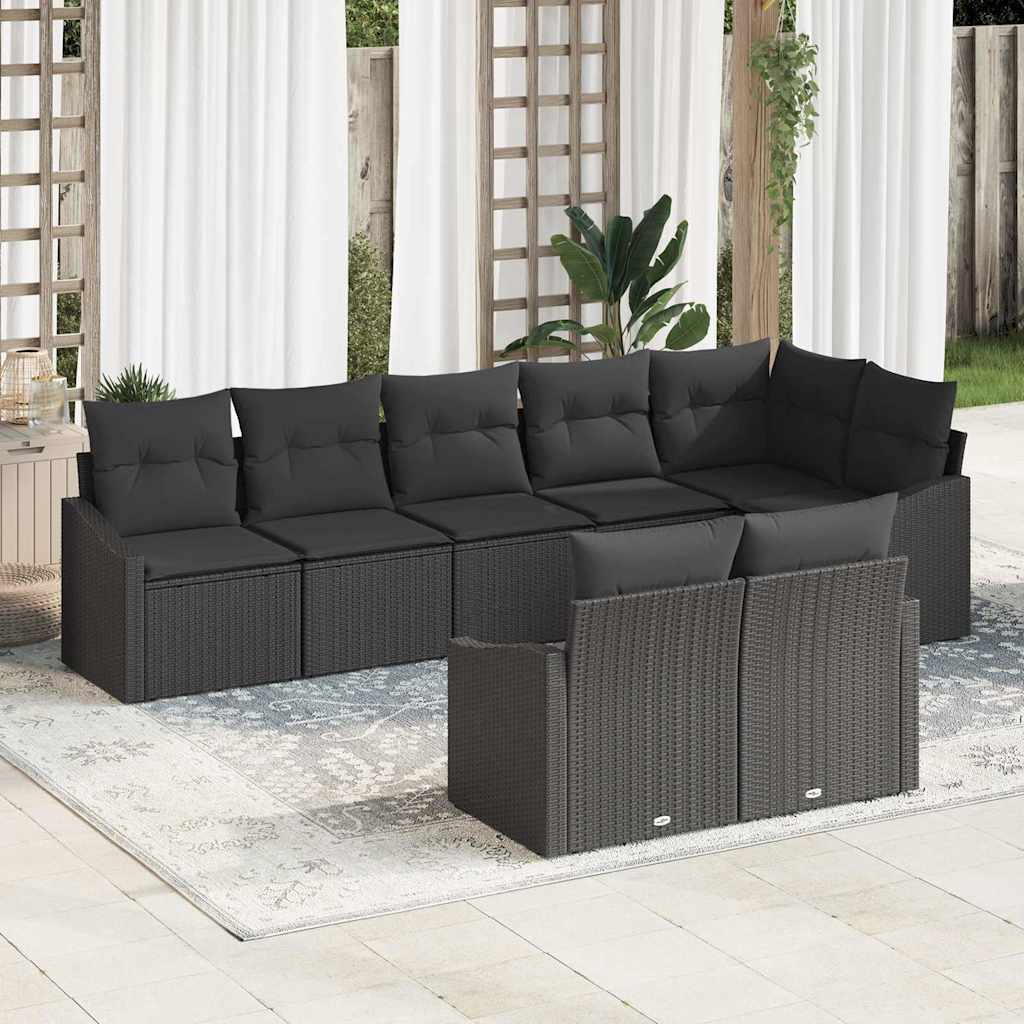Tuinbankenset 8 st Zwart poly rattan
