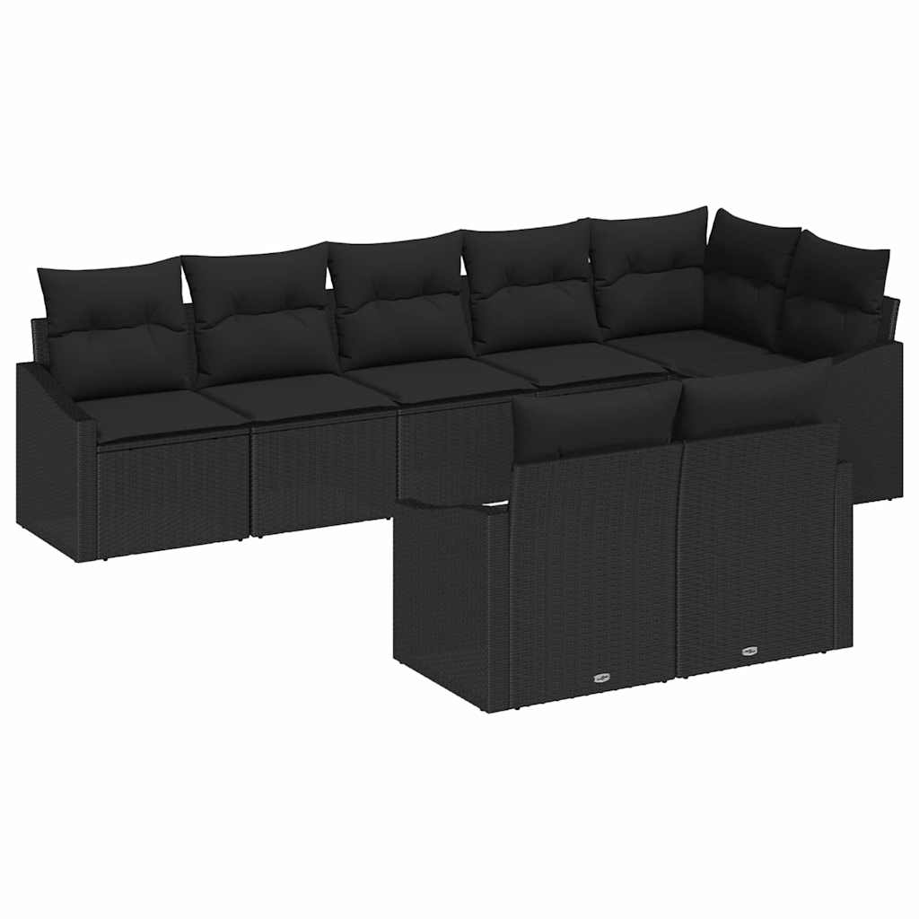 Tuinbankenset 8 st Zwart poly rattan
