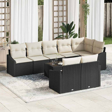 Tuinbankenset 9 st Bruin en Crème poly rattan