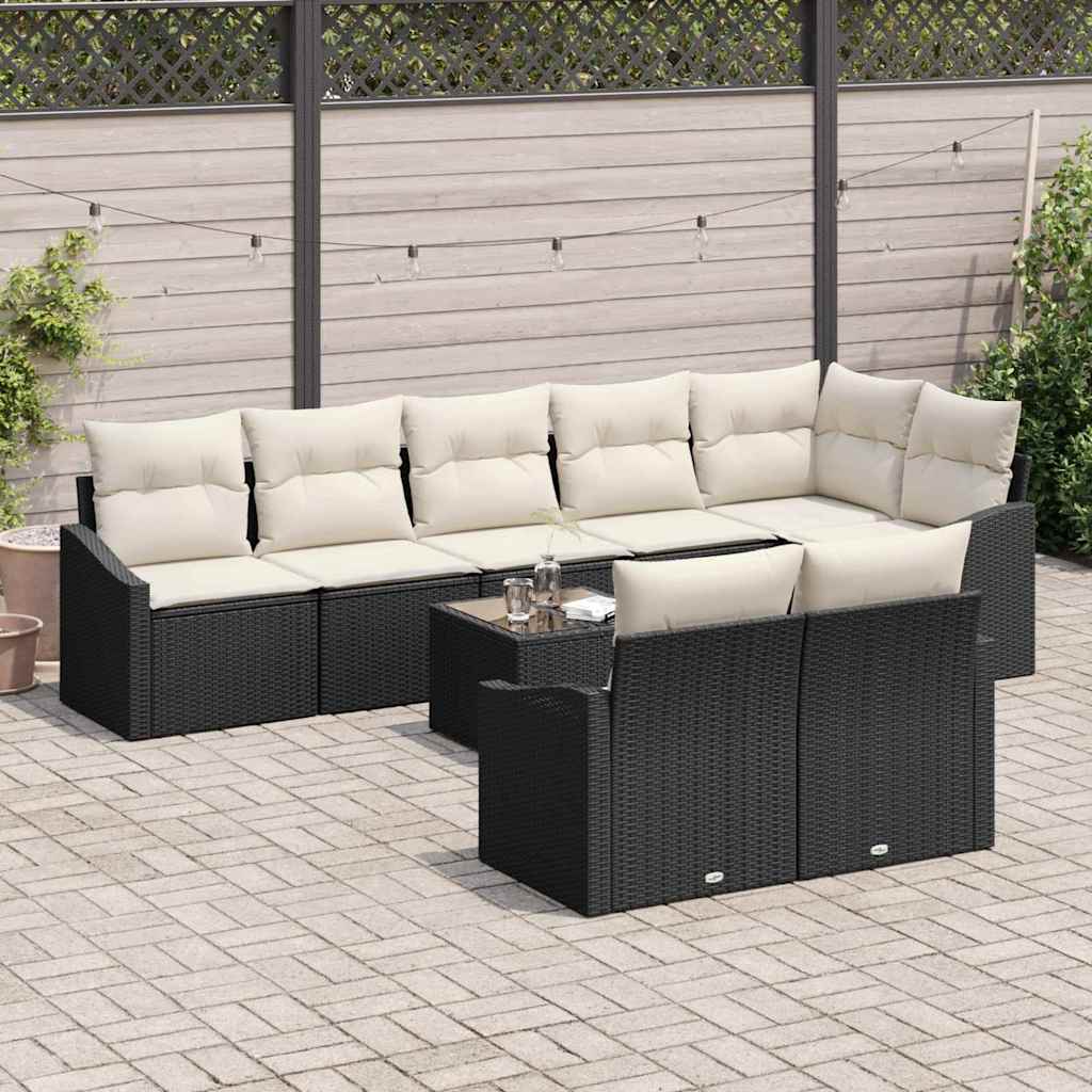 Tuinbankenset 9 st Bruin en Crème poly rattan