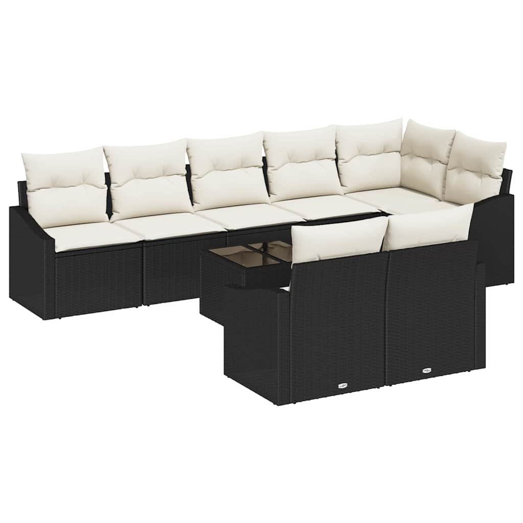 Tuinbankenset 9 st Bruin en Crème poly rattan
