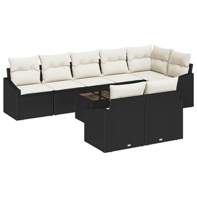 Tuinbankenset 9 st Bruin en Crème poly rattan