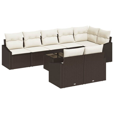Tuinbankenset 9 st Bruin en Crème poly rattan