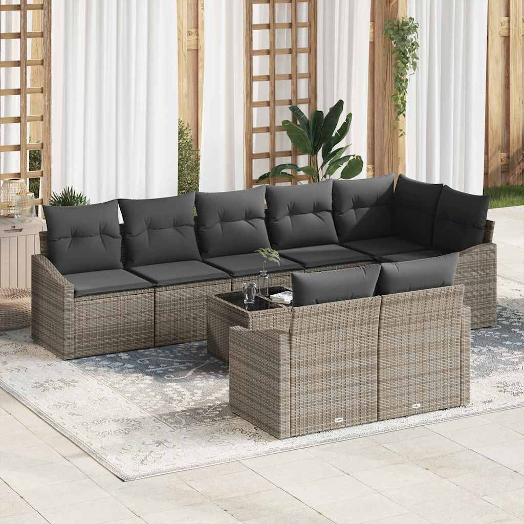 Tuinbankenset 9 st Lichtgrijs poly rattan