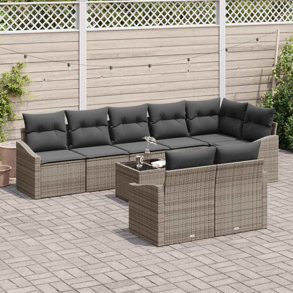 Tuinbankenset 9 st Lichtgrijs poly rattan