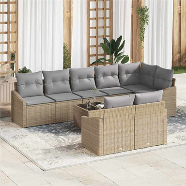 Tuinbankenset 9 st Beige en Licht Grijs poly rattan
