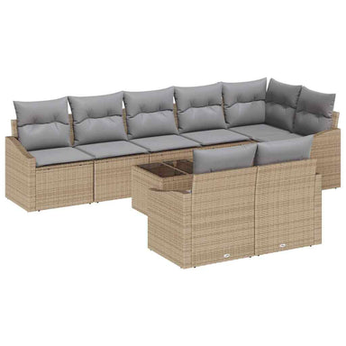 Tuinbankenset 9 st Beige en Licht Grijs poly rattan