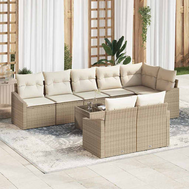 Tuinbankenset 9 st Beige en Crème poly rattan