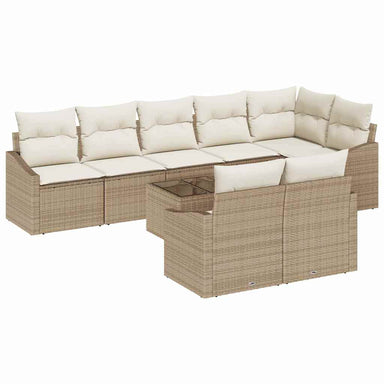 Tuinbankenset 9 st Beige en Crème poly rattan