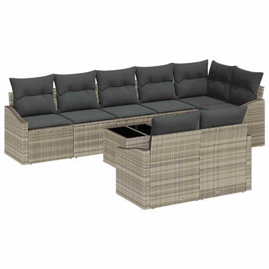 Tuinbankenset 9 st Lichtgrijs poly rattan