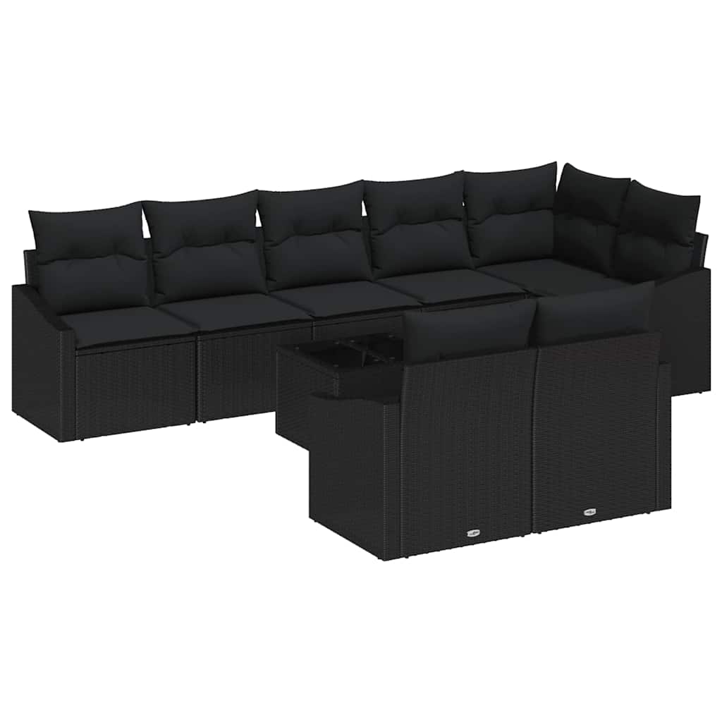 Tuinbankenset 9 st Zwart poly rattan