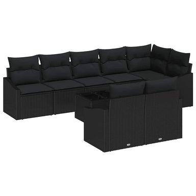 Tuinbankenset 9 st Zwart poly rattan