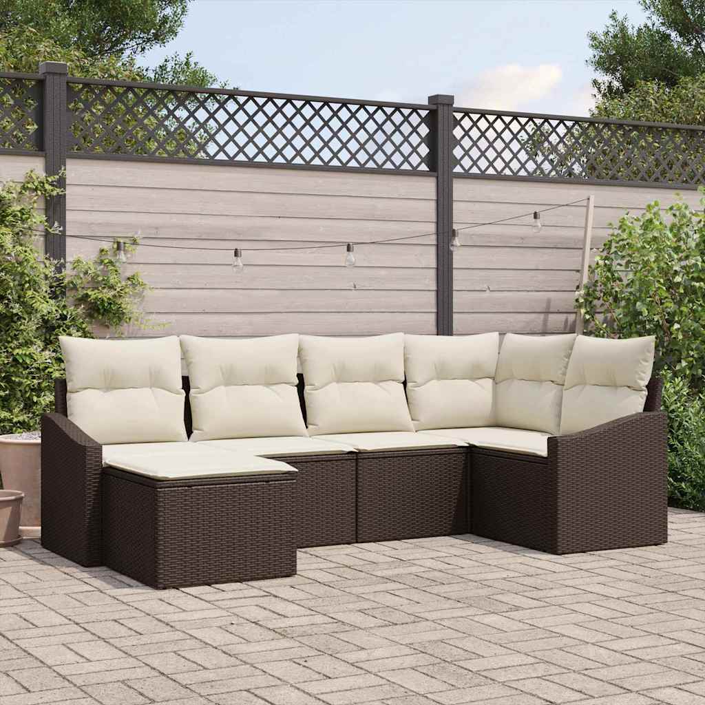 Tuin Eetset 6 st Bruin en Crème