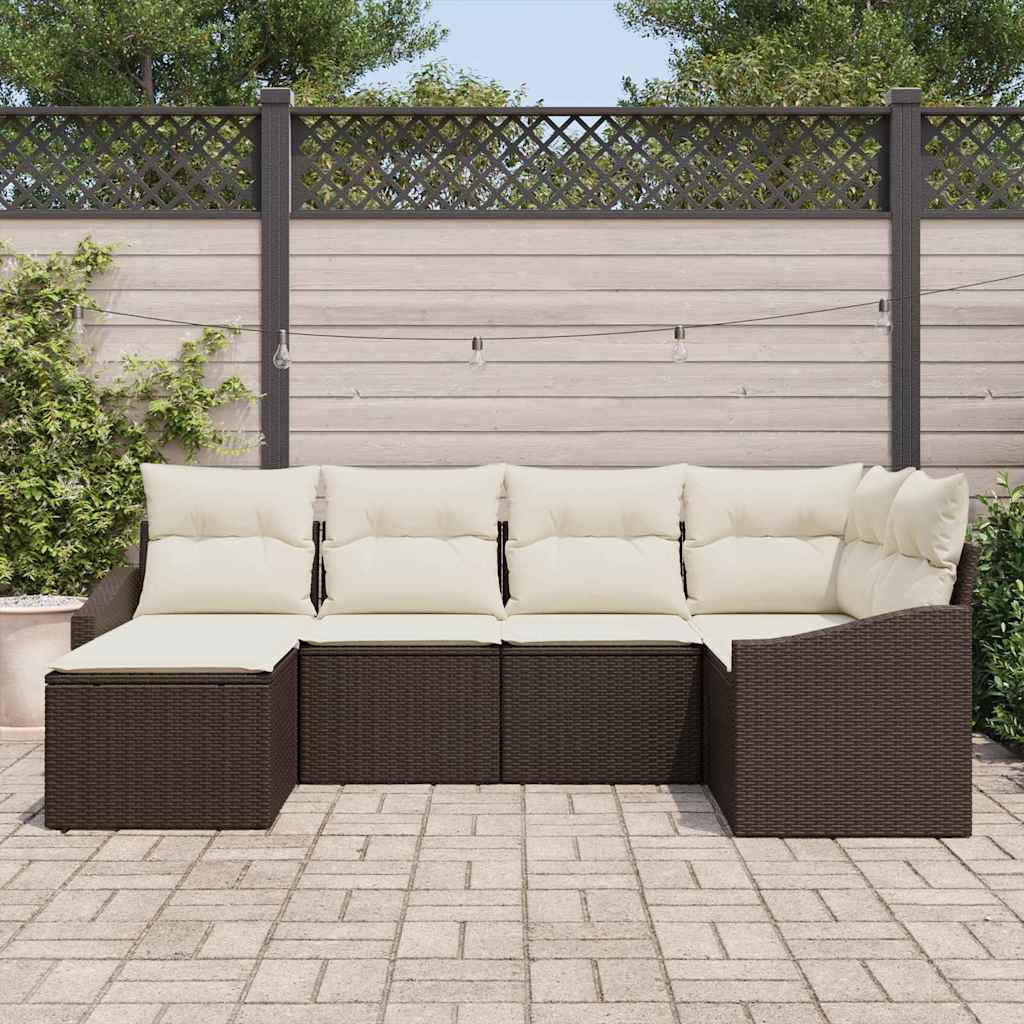 Tuin Eetset 6 st Bruin en Crème