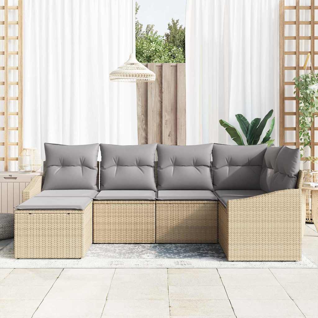 Tuin Eetset 6 st Beige en Licht Grijs