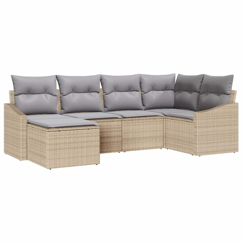 Tuin Eetset 6 st Beige en Licht Grijs