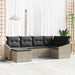 Tuin Eetset 6 st Lichtgrijs Poly Rattan en Poedergecoat Staal