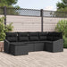 Tuin Eetset 6 st Zwart Poly Rattan en Poedergecoat Staal
