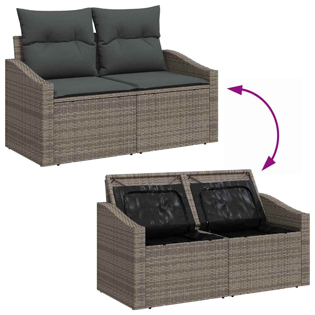 Tuin Eetset 7 st Lichtgrijs Poly Rattan en Poedergecoat Staal
