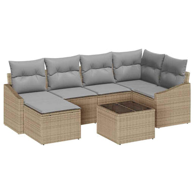 Tuin Eetset 7 st Beige en Licht Grijs