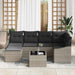 Tuin Eetset 7 st Lichtgrijs Poly Rattan en Poedergecoat Staal