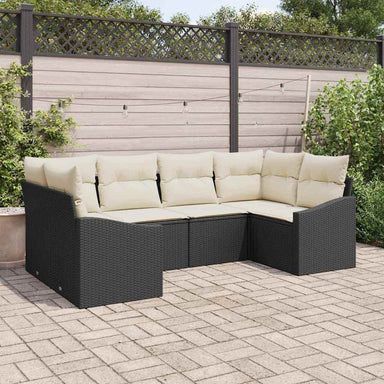 Tuinbankenset 6 st Zwart en Crème poly rattan