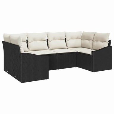 Tuinbankenset 6 st Zwart en Crème poly rattan