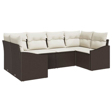 Tuinbankenset 6 st Bruin en Crème poly rattan