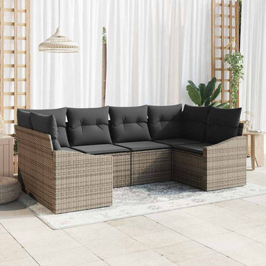 Tuinbankenset 6 st Grijs poly rattan
